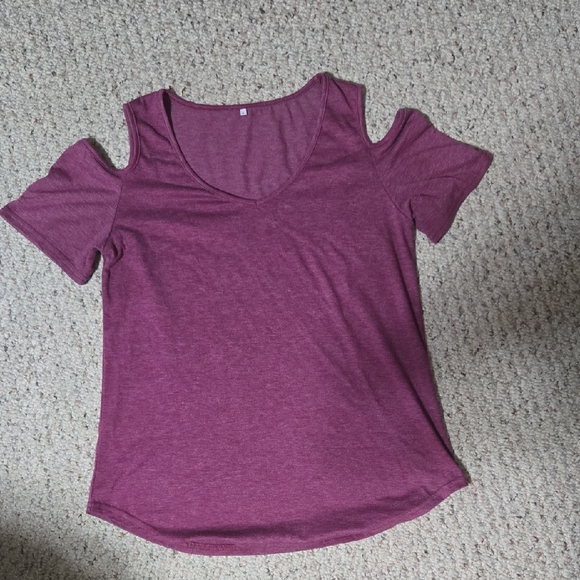 Women's Cold Shoulder Top - Purple - Picture 1 of 2